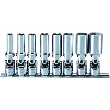 Ko-Ken Universal Socket set 8mm-19mm 6 Point 200mm 8 pieces 3/8 Sq. Drive RS3340M/8-L75